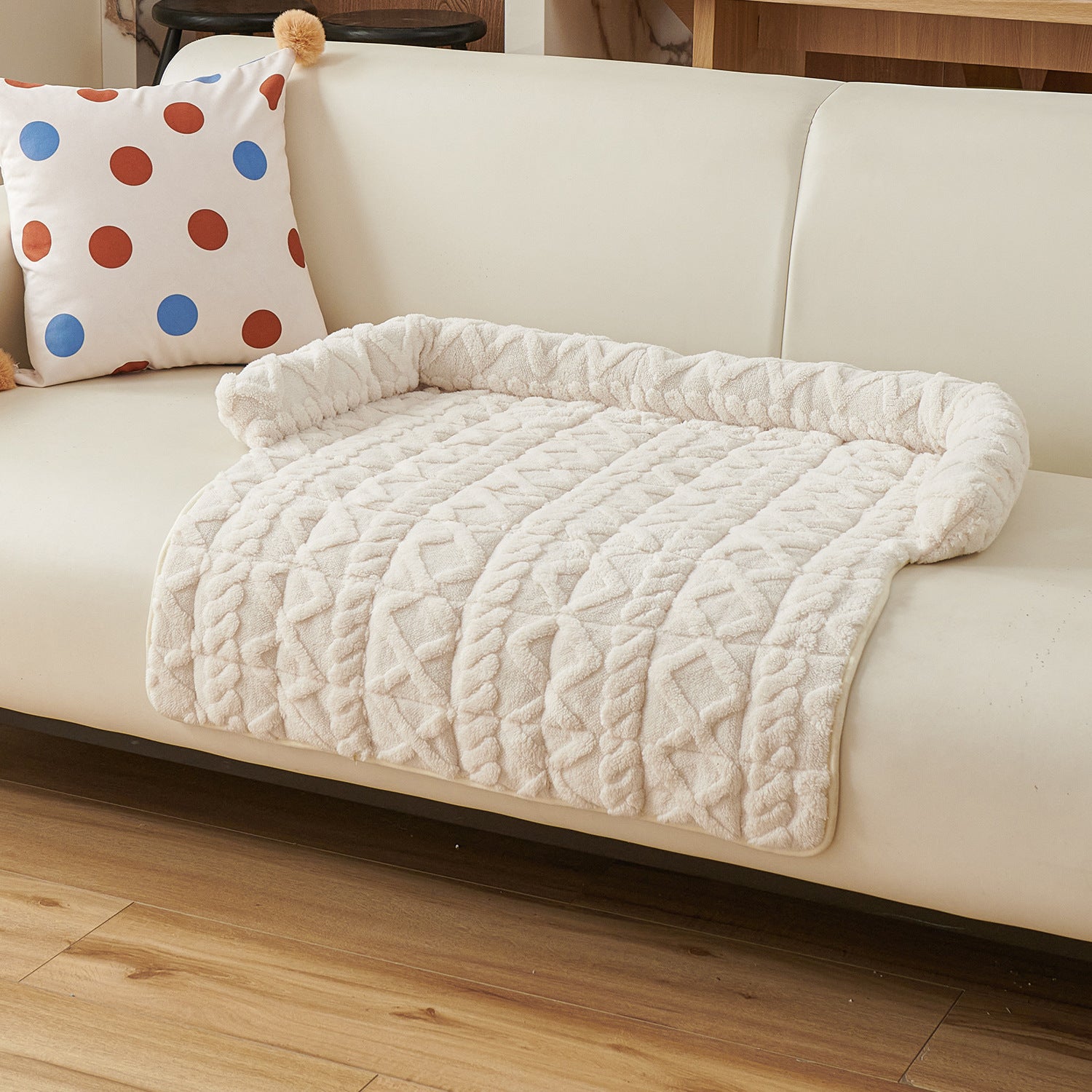 PeakPaw Plush Non-Slip Pet Mat – Thick Warm Washable Bed for Dogs & Cats (75×75cm)