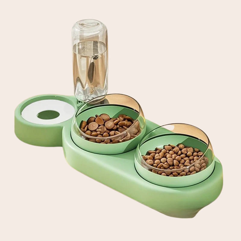 PeakPaw Double Bowl Cat Food & Water Dish – No-Splash Floating Water Bowl + Feeding Bowl Set