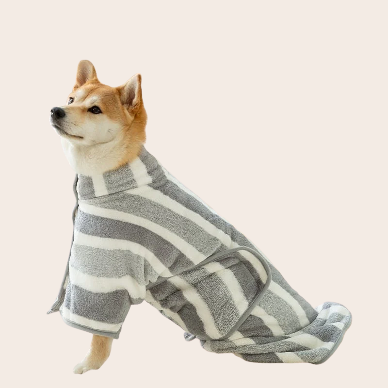 PeakPaw Quick-Dry Pet Bath Towel Robe – Soft Absorbent Coral Fleece Dog Drying Wrap (S–L)