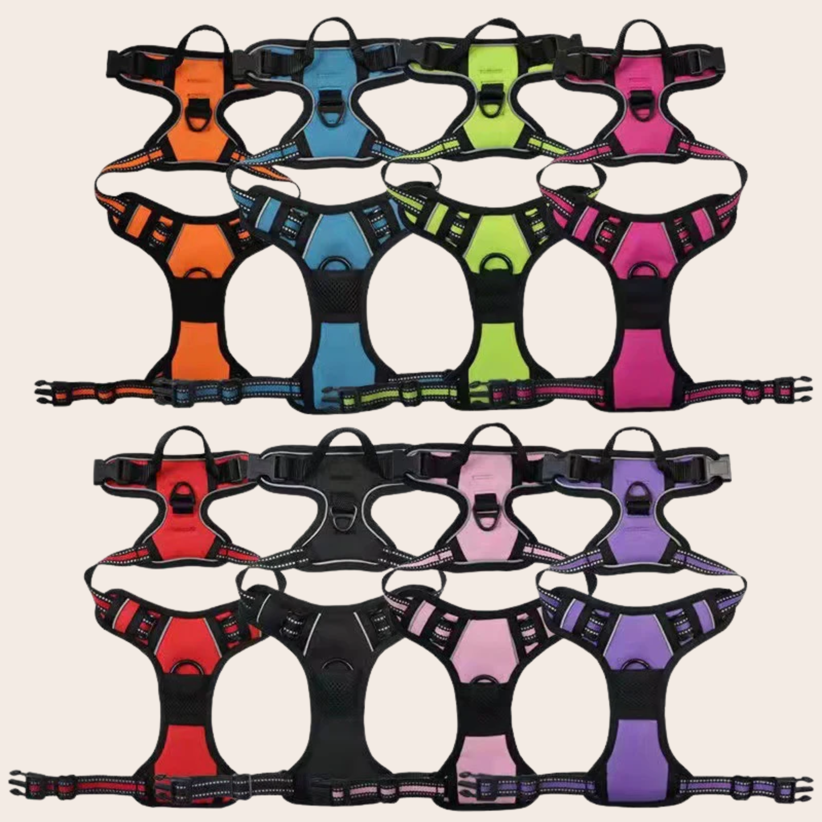 PeakPaw Reflective No-Pull Dog Harness + Leash Set – Adjustable, Anti-Burst Chest Harness (S–XL)