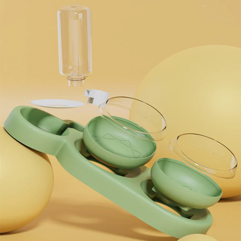 PeakPaw Double Bowl Cat Food & Water Dish – No-Splash Floating Water Bowl + Feeding Bowl Set