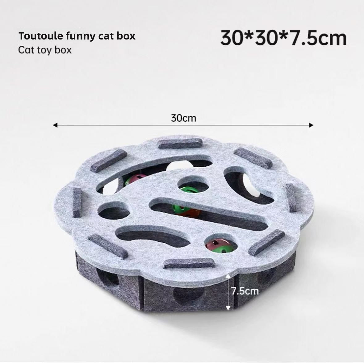 PeakPaw Interactive Cat Maze Toy – Felt Puzzle Box with Bell Ball for Indoor Cat Play (Optional Balls)