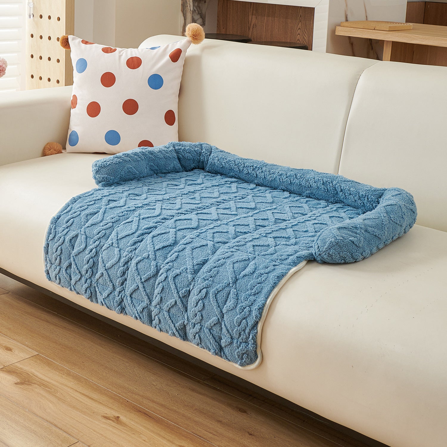 PeakPaw Plush Non-Slip Pet Mat – Thick Warm Washable Bed for Dogs & Cats (75×75cm)