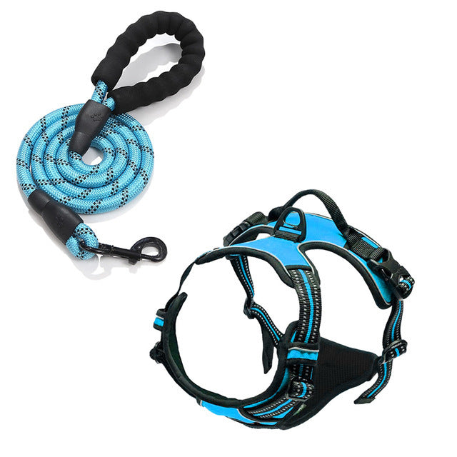 PeakPaw Reflective No-Pull Dog Harness + Leash Set – Adjustable, Anti-Burst Chest Harness (S–XL)
