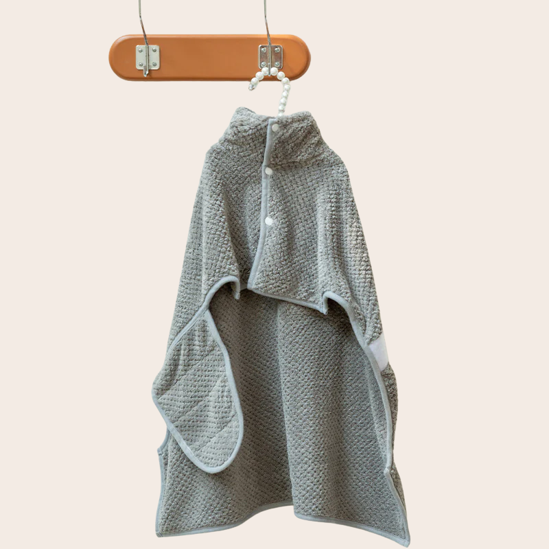 PeakPaw Quick-Dry Pet Bath Towel Robe – Soft Absorbent Coral Fleece Dog Drying Wrap (S–L)