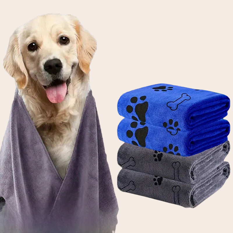 PeakPaw Quick-Dry Microfiber Pet Bath Towel – Ultra Absorbent Dog Drying Towel (300–400GSM)