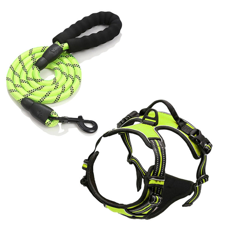 PeakPaw Reflective No-Pull Dog Harness + Leash Set – Adjustable, Anti-Burst Chest Harness (S–XL)