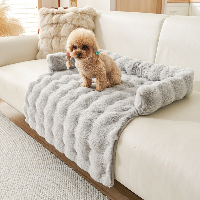PeakPaw Plush Non-Slip Pet Mat – Thick Warm Washable Bed for Dogs & Cats (75×75cm)