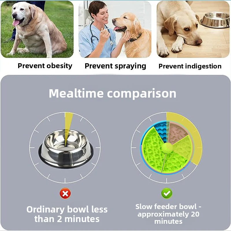 PeakPaw Slow Feeding Puzzle Bowl – Tri-Color Interactive Slow Feeder Dish for Cats & Dogs