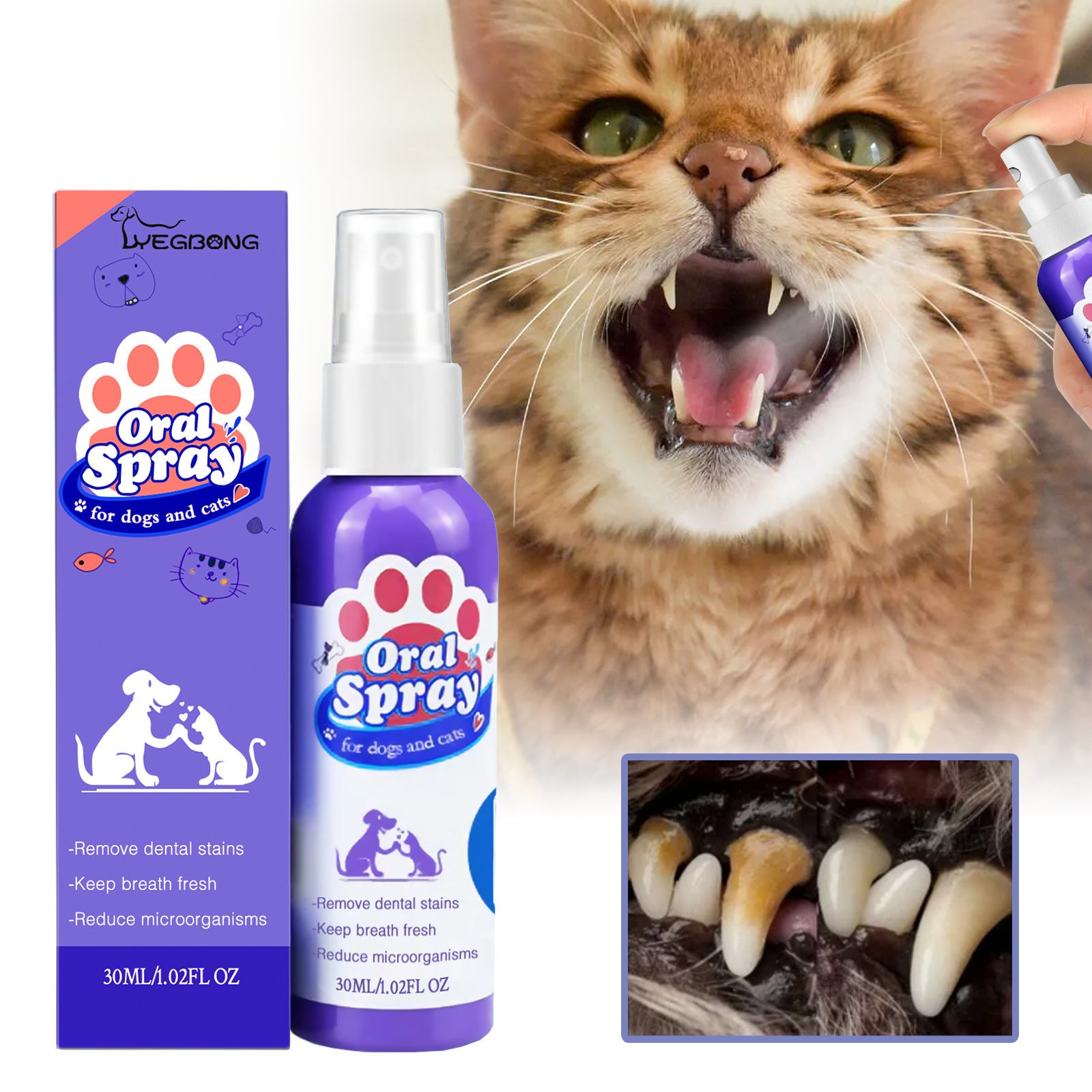 PeakPaw Pet Dental Care Spray 30ml – Fresh Breath Oral Spray for Dogs & Cats (Plaque & Stain Support)