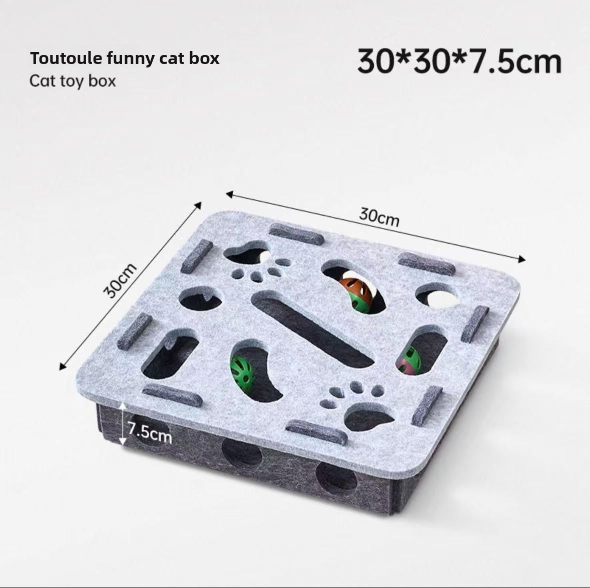 PeakPaw Interactive Cat Maze Toy – Felt Puzzle Box with Bell Ball for Indoor Cat Play (Optional Balls)