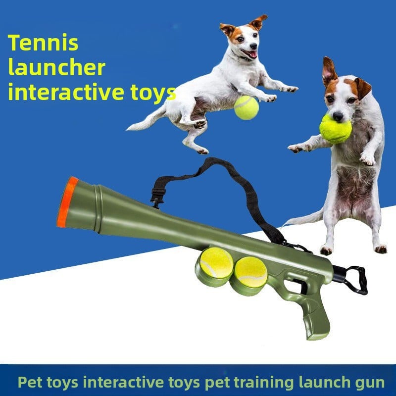 PeakPaw Dog Tennis Ball Launcher – Interactive Toss Ball Thrower for Fetch Training (Includes 2 Balls)