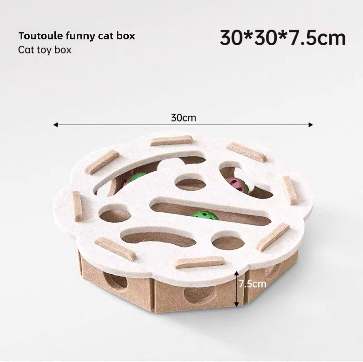PeakPaw Interactive Cat Maze Toy – Felt Puzzle Box with Bell Ball for Indoor Cat Play (Optional Balls)