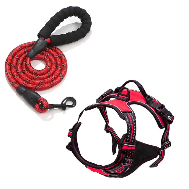 PeakPaw Reflective No-Pull Dog Harness + Leash Set – Adjustable, Anti-Burst Chest Harness (S–XL)