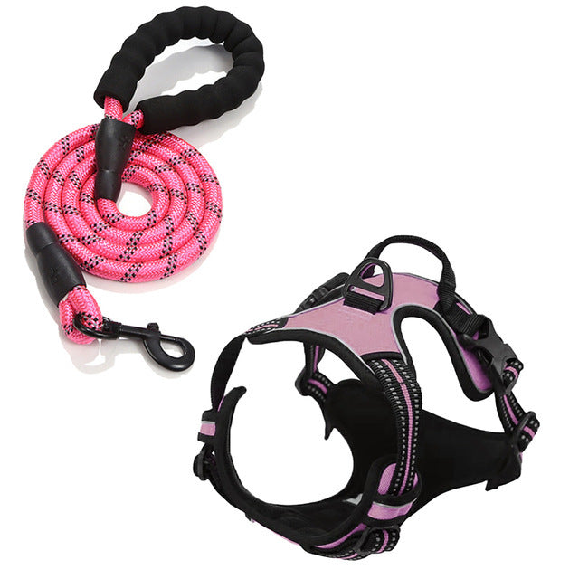 PeakPaw Reflective No-Pull Dog Harness + Leash Set – Adjustable, Anti-Burst Chest Harness (S–XL)