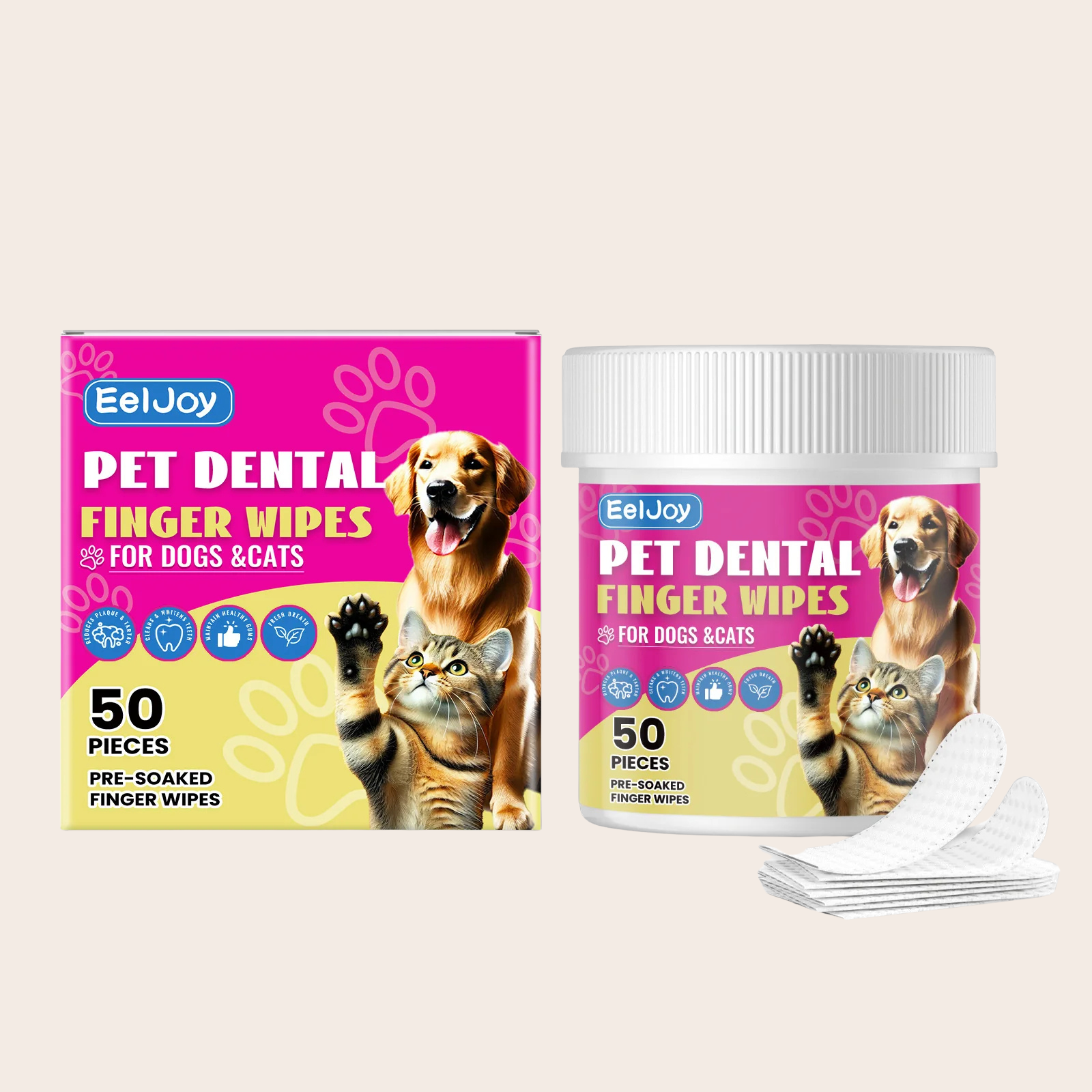 PeakPaw Disposable Pet Teeth Cleaning Finger Covers – Easy Dental Care for Dogs & Cats (50pcs)