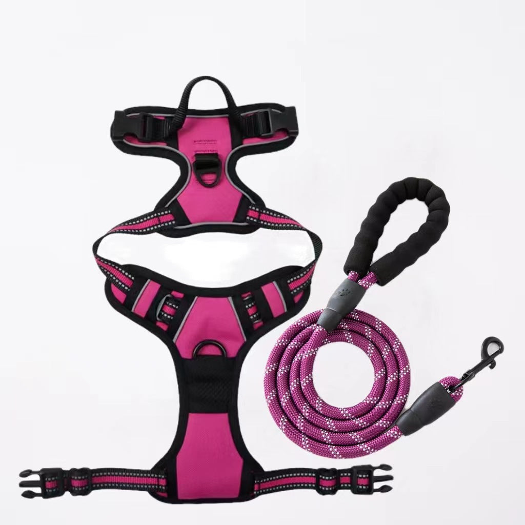 PeakPaw Reflective No-Pull Dog Harness + Leash Set – Adjustable, Anti-Burst Chest Harness (S–XL)