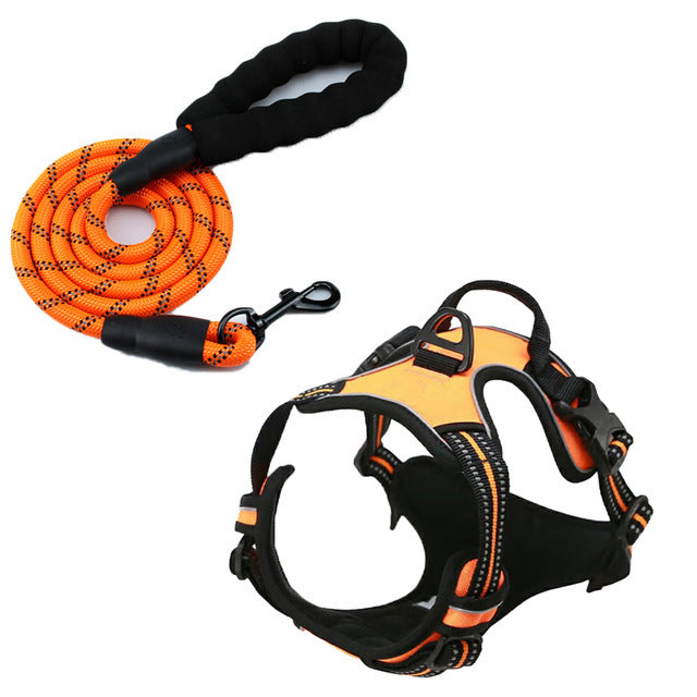 PeakPaw Reflective No-Pull Dog Harness + Leash Set – Adjustable, Anti-Burst Chest Harness (S–XL)