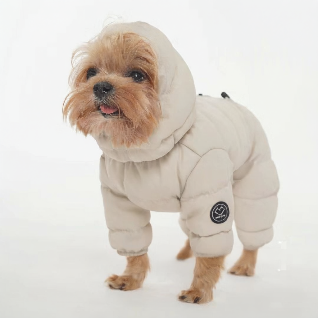 PeakPaw Warm Winter Dog Jumpsuit – 4-Leg Thick Down Cotton Pet Jacket for Small Dogs (XS–XL)
