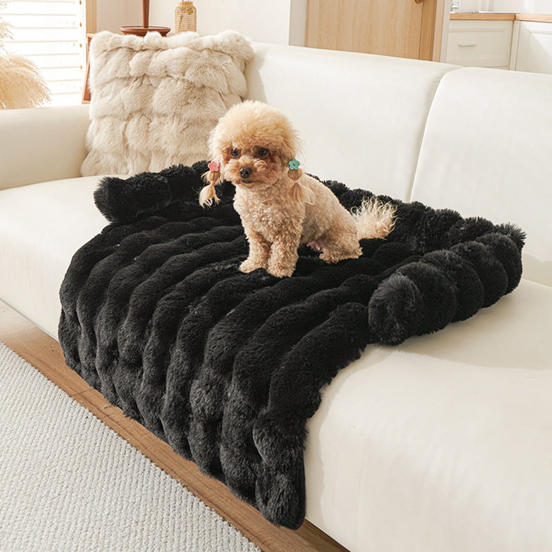 PeakPaw Plush Non-Slip Pet Mat – Thick Warm Washable Bed for Dogs & Cats (75×75cm)