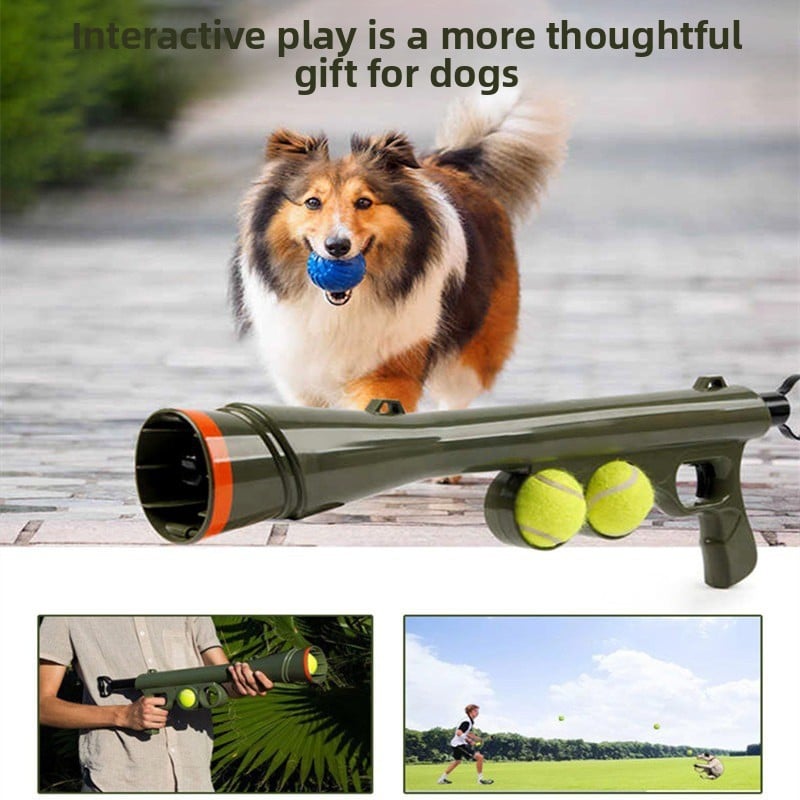 PeakPaw Dog Tennis Ball Launcher – Interactive Toss Ball Thrower for Fetch Training (Includes 2 Balls)