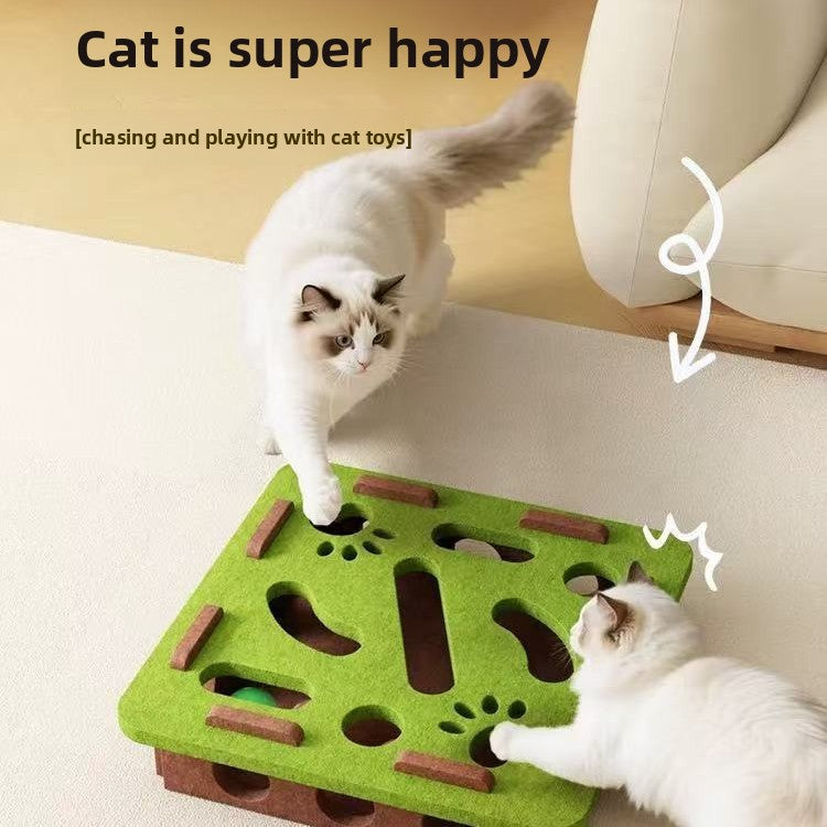 PeakPaw Interactive Cat Maze Toy – Felt Puzzle Box with Bell Ball for Indoor Cat Play (Optional Balls)