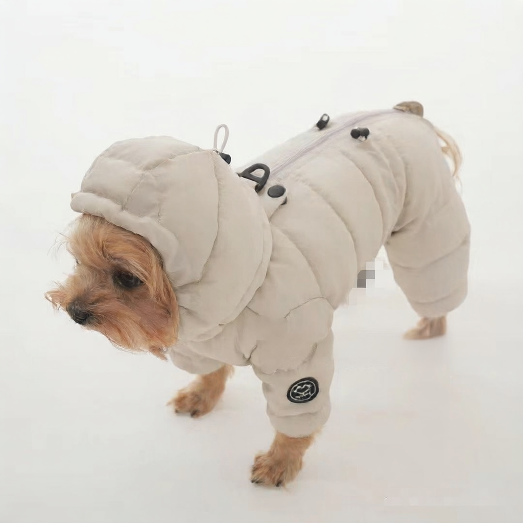 PeakPaw Warm Winter Dog Jumpsuit – 4-Leg Thick Down Cotton Pet Jacket for Small Dogs (XS–XL)