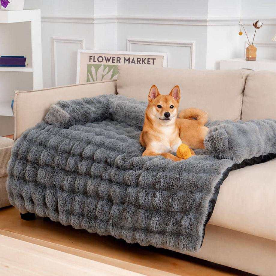 PeakPaw Plush Pet Sofa Bed – Washable Cozy Dog & Cat Couch with Non-Slip Bottom (S–XL)