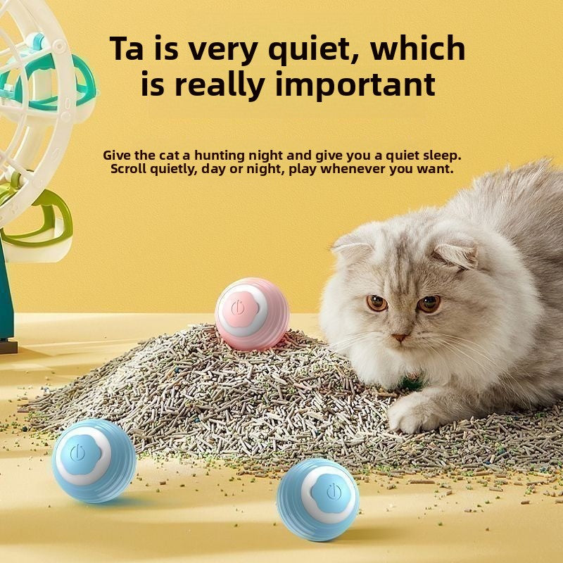 PeakPaw Automatic Rolling Ball Toy – Self-Moving Interactive Silicone Teasing Ball for Dogs & Cats