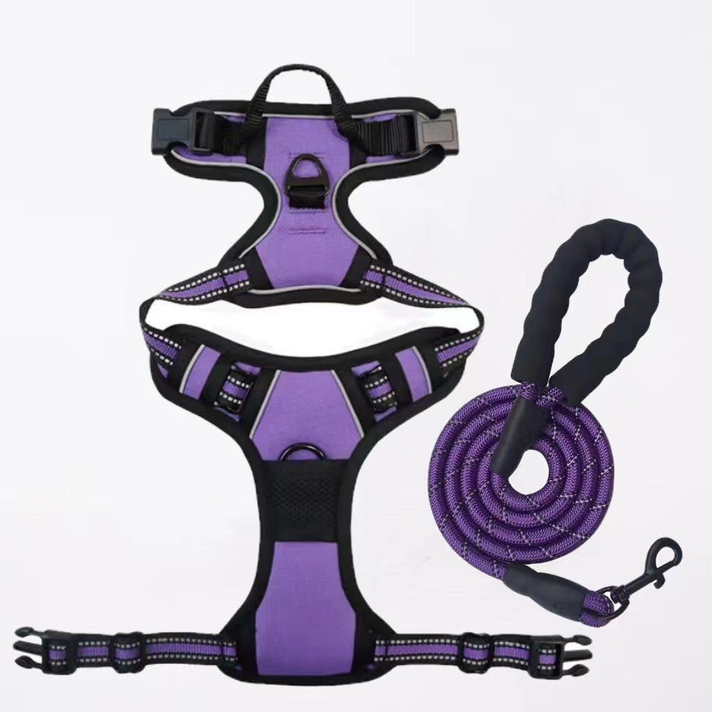 PeakPaw Reflective No-Pull Dog Harness + Leash Set – Adjustable, Anti-Burst Chest Harness (S–XL)